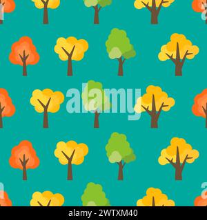 Seamless pattern from autumn trees. Autumn forest background. Vector illustration Stock Vector