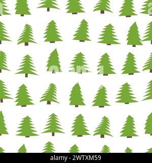 Seamless pattern with spruces on white background. Vector illustration Stock Vector