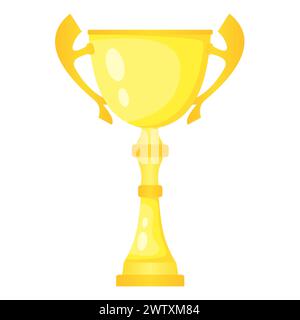 Vector golden trophy champion cup. Championship prize for first place. Victory symbol isolated on white background. Stock Vector