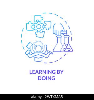 Learning by doing blue gradient concept icon Stock Vector