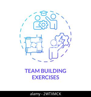 Team building exercise blue gradient concept icon Stock Vector