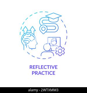 Reflective practice blue gradient concept icon Stock Vector