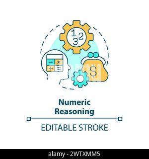 Numeric reasoning multi color concept icon Stock Vector