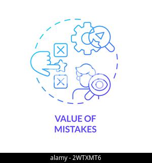 Value of mistakes blue gradient concept icon Stock Vector