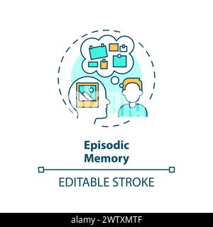 Episodic memory, adhd multi color concept icon Stock Vector