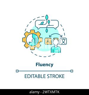 Fluency, language proficiency multi color concept icon Stock Vector