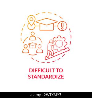 Difficult to standardize red gradient concept icon Stock Vector