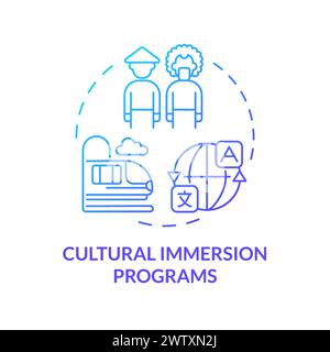 Cultural immersion programs blue gradient concept icon Stock Vector