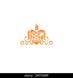 Love Grill Logo. restaurant logo Stock Vector