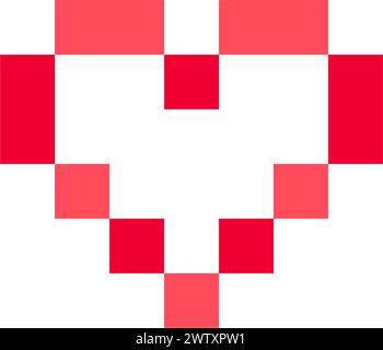 Heart pixeled icon or Valentines day symbol, holiday sign designed for celebration, vector trendy modern style. Stock Vector