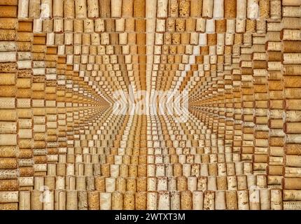 A frame made of Various Old Used corks plugs from various types of wine to infinity Stock Photo