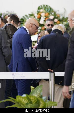 Firenze, Italia. 20th Mar, 2024. Ciccio Graziani omaggia la salma di Joe Barone alla Camera Ardente del DG della Fiorentina presso il Viola Park Rocco Commisso a Firenze, Italia - Cronaca, Sport. 20 Marzo 2024 (foto Marco Bucco/LaPresse) Former soccer player Ciccio Graziani pays tribute to the body of Joe Barone during the funeral chamber of Fiorentina's DG at the Viola Park Rocco Commisso in Florence, Italy - News, Sports. March 20, 2024 (photo by Marco Bucco/LaPresse) Credit: LaPresse/Alamy Live News Stock Photo