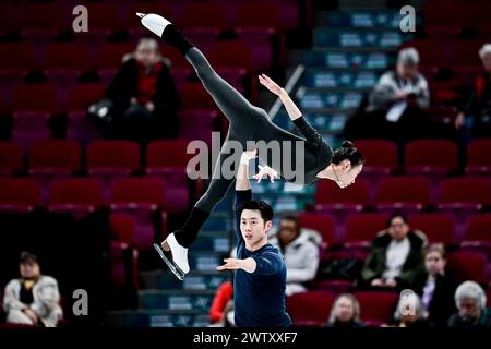 Cheng PENG & Lei WANG (CHN), during Pairs Short Program, at the ISU ...