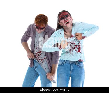 Scary zombies on white background Stock Photo