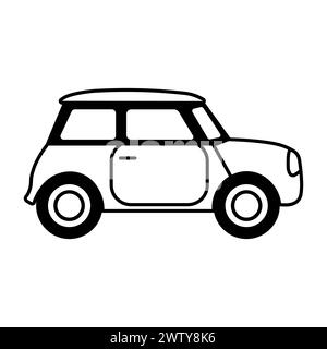 black vector retro car icon on white background Stock Vector