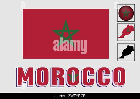 Morocco flag and map in a vector graphic Stock Vector