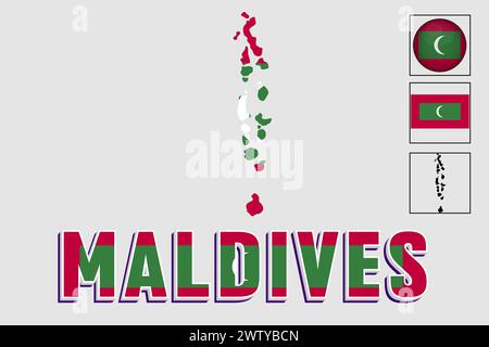 Maldives flag and map in a vector graphic Stock Vector