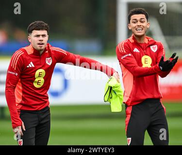 Neco Williams of Wales during the Wales open training session at Vale Resort Training complex, Hensol, United Kingdom, 20th March 2024  (Photo by Craig Thomas/News Images) Stock Photo