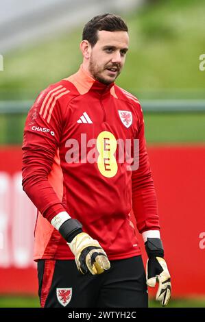 Danny Ward of Wales during warms up ahead of the Wales open training session at Vale Resort Training complex, Hensol, United Kingdom. 20th Mar, 2024. (Photo by Craig Thomas/News Images) in, on 3/20/2024. (Photo by Craig Thomas/News Images/Sipa USA) Credit: Sipa USA/Alamy Live News Stock Photo