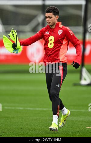 Brennan Johnson of Wales during the Wales open training session at Vale Resort Training complex, Hensol, United Kingdom. 20th Mar, 2024. (Photo by Craig Thomas/News Images) in, on 3/20/2024. (Photo by Craig Thomas/News Images/Sipa USA) Credit: Sipa USA/Alamy Live News Stock Photo