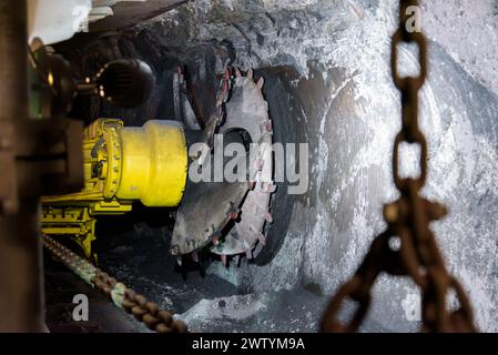 Modern drilling machine working in coal mine Stock Photo