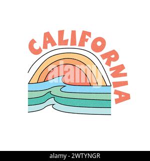 California beach graphic Sunshine wave Distressed t shirt print design vector Stock Vector