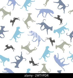 Different dogs isolated on a white background. Endless texture. Seamless pattern. Design for fabric, decor, wallpaper, wrapping paper, printing. Stock Vector