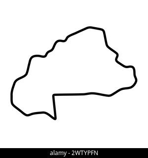 Burkina Faso country simplified map. Thick black outline contour. Simple vector icon Stock Vector