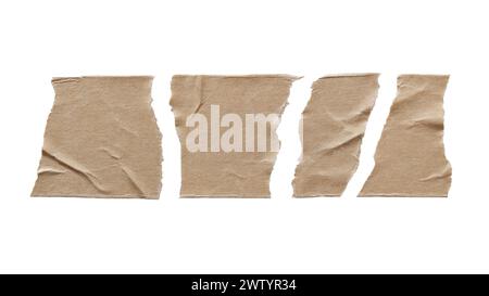 Torn brown masking tape on white background with clipping path Stock Photo