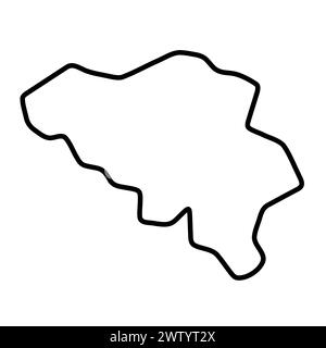 Belgium country simplified map. Thick black outline contour. Simple vector icon Stock Vector