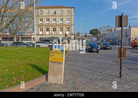 Arles, France - January 29, 2016: The Yellow House Arles by Vincent van Gogh at Place Lamartine Historic Landmark. Stock Photo