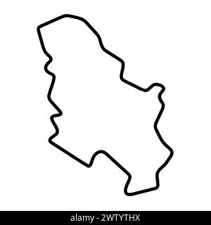 Serbia country simplified map. Thick black outline contour. Simple vector icon Stock Vector