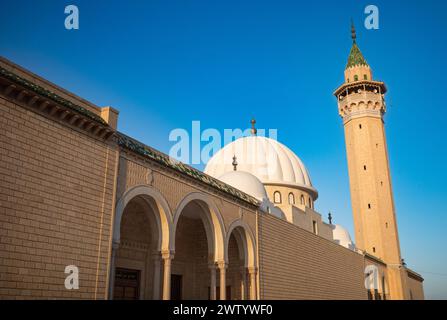 The minaret and dome at Bourguiba Mosque in Monastir, Tunisia Stock Photo