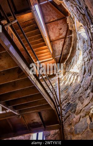 Stone observation tower built by the CCC in Pilot Knob State Park, Iowa, USA Stock Photo