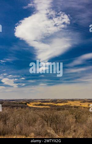 View from stone observation tower built by the CCC in Pilot Knob State Park, Iowa, USA Stock Photo