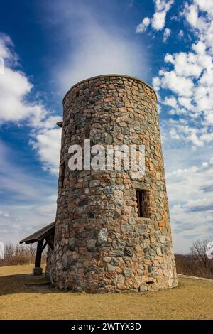 Stone observation tower built by the CCC in Pilot Knob State Park, Iowa, USA Stock Photo