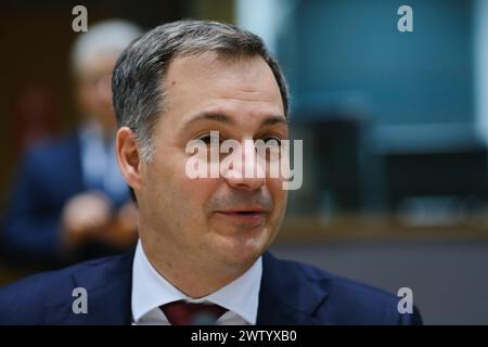Brussels, Belgium. 20th Mar, 2024. Belgian Prime Minister Alexander De Croo arrives to attend in Tripartite Social Summit at EU headquarters in Brussels, Belgium on March 20, 2024. Credit: ALEXANDROS MICHAILIDIS/Alamy Live News Stock Photo