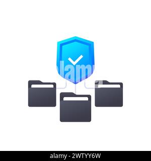 secure folders vector icon with a shield Stock Vector