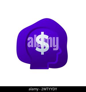 money thinking vector icon with blue gradient Stock Vector
