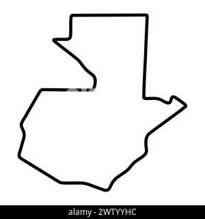 Guatemala country simplified map. Thick black outline contour. Simple vector icon Stock Vector