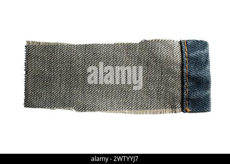A piece of ragged Jeans cloth on white background with clipping path Stock Photo