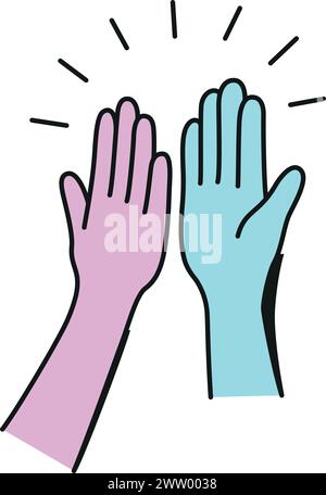 High five gesture color icon. Hands clap Stock Vector