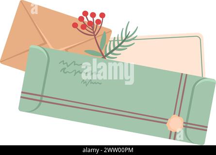 Craft paper envelopes. Cute vintage letters icon Stock Vector