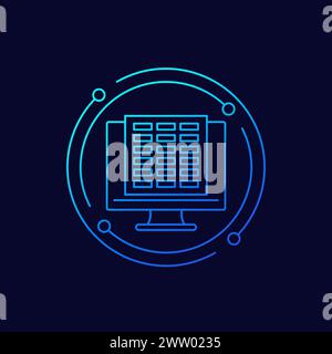 online spreadsheets icon, linear design Stock Vector