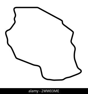 Map of Tanzania black thick outline highlighted with neighbor countries ...