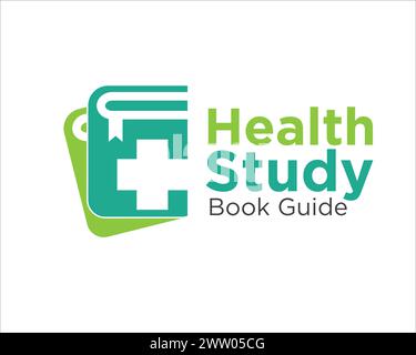health study book logo designs for medical book service and consult Stock Vector