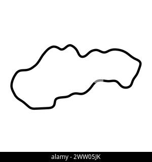 Slovakia country simplified map. Thick black outline contour. Simple vector icon Stock Vector