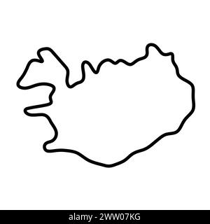 Iceland country simplified map. Thick black outline contour. Simple vector icon Stock Vector