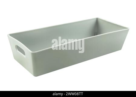 Grey storage plastic box isolated on white  background Stock Photo