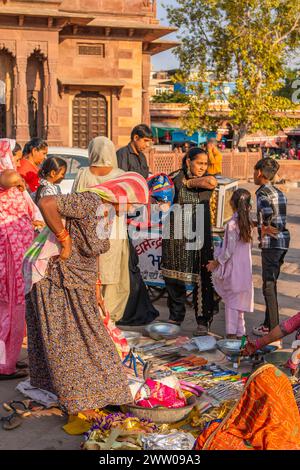 Jodhpur, India - December 17. 2023: People at the victorian Clock Tower market in the old blue city of Jodhpur Stock Photo